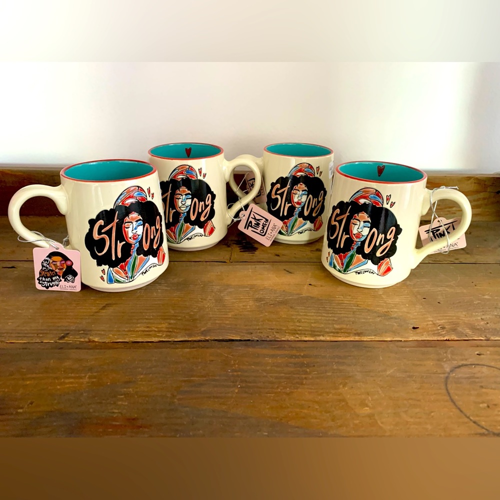 Pink Lomein Mug Cup Set STRONG Black Woman Pinklomein Artist Art Female Women